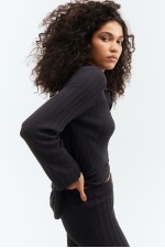 Rib-knit Button-front Top