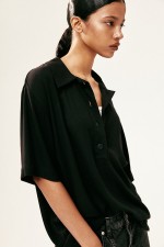 Sheer Crepe Polo Shirt