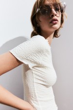 Textured T-shirt with Overlocked Trim